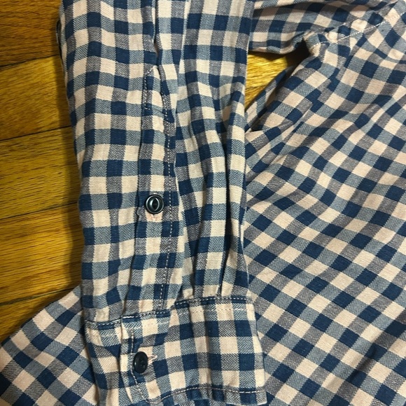 Orvis Active Fit Shirt Blue Gingham Check Button Down Long Sleeve Linen Tencel - Picture 4 of 10